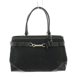 トートバッグ ハンドバッグ キャンバス レザー シグネチャー 黒 ブラック 5A10 /YT