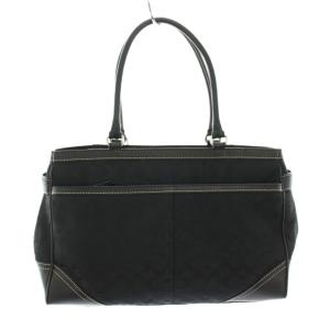 COACH トートバッグ ハンドバッグ キャンバス レザー シグネチャー 黒 ブラック 5A10 /YT