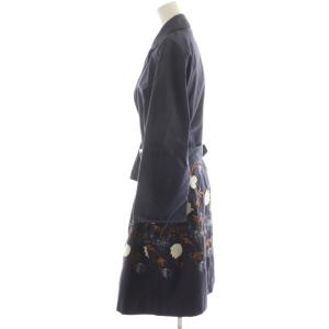 HERNO チェスターコート ロング丈 エンブロイダリー 刺繍 花柄 42 紺 ネイビー CA0227D /AN32