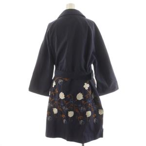 HERNO チェスターコート ロング丈 エンブロイダリー 刺繍 花柄 42 紺 ネイビー CA0227D /AN32
