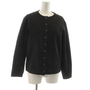 22AW ウォッシャブルスポンジニットクルーネックカーディガン 長袖 F 黒 ブラック 22080462111030