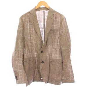 テーラードジャケット ブレザー アウター 麻 リネン 46 茶 ブラウン /BB