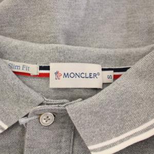 MONCLER Slim Fit ポロシャツ 半袖 レギュラーカラー ロゴ 刺繍 ワンポイント 鹿の子 S グレー /BB