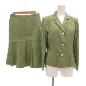 セットアップ フォーマル ジャケット スカート 3B コサージュ 38 緑 グリーン /JS