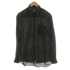 CLASSICO ボタンダウンシャツ 長袖 麻 リネン100％ ヴィンテージ 40 ブラック /NQ