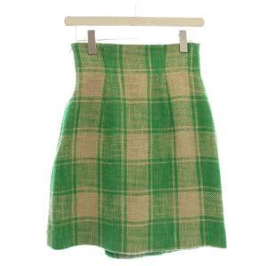 SNIDEL 23SS ツイード ラップミニスカート SWFS232135 チェック スカート 0 ベージュ 緑 /G