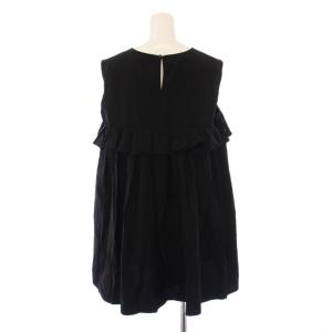 Aveniretoile フリルノースリーブフレアブラウス シャツ プルオーバー クルーネック 無地 38 黒 ブラック S340-028