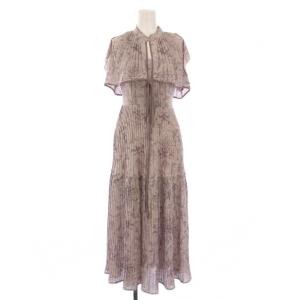 23SS プリーツワンピース フレア マキシ ロング ノースリーブ 花柄 00 紫 パープル SWFO232010