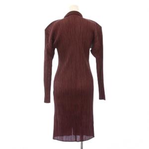 PLEATS PLEASE ISSEY MIYAKE イッセイミヤケ シャツワンピース 3 ボルドー