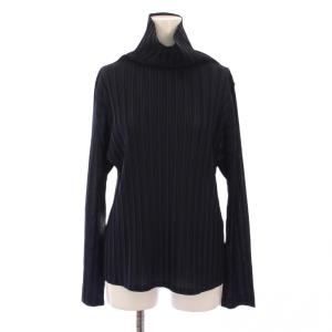 イッセイミヤケ カットソー 長袖 タートルネック ストレッチ 3 紺 ネイビー /BB