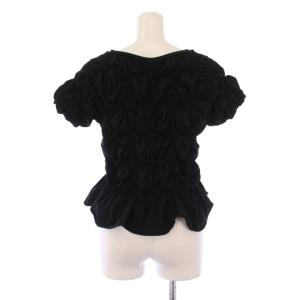 CAPRICIEUX LE'MAGE 25SS シャーリングホイップTシャツ カットソー 半袖 クルーネック ストレッチ ギャザー F 黒 ブラック