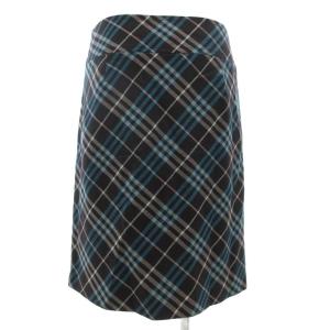 BURBERRY BLUE LABEL タイトスカート ひざ丈 ウール 38 黒 ブラック 青 ブルー チェック柄 /GV