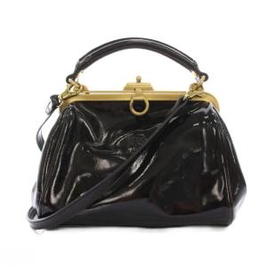 ハンドバッグ ショルダーバッグ 2WAY がま口 黒 /YM