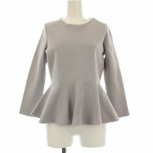 22SS パールネックペプラムニット 長袖 F グレー 21-109-12-020468 /OR