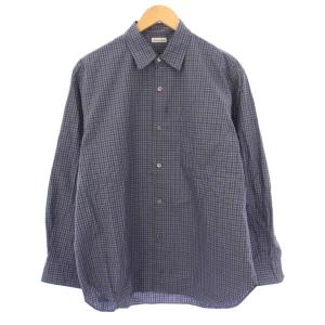 60ヘイズチェックレギュラーカラーシャツ LOOSE カジュアル 長袖 S 紺 ネイビー 81112181049