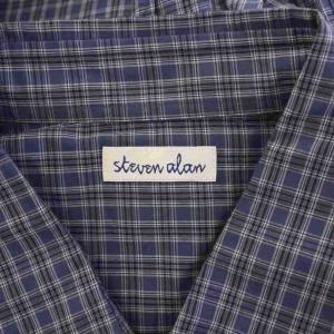 Steven Alan 60ヘイズチェックレギュラーカラーシャツ LOOSE カジュアル 長袖 S 紺 ネイビー 81112181049
