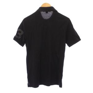 Y-3 ヨウジヤマモト ポロシャツ 半袖 レギュラーカラー ハーフボタン 鹿の子 ロゴ プリント S 黒 ブラック