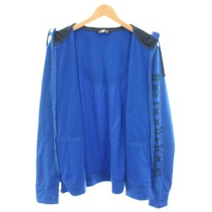 THE NORTH FACE ジップアップパーカー 長袖 ロゴプリント 裏起毛 サムホール L 青 ブルー NF0A3RUJKRTE