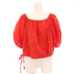 ボリュームスリーブブラウス プルオーバー リネン 半袖 F 赤 MY19SS-BL041 /YM