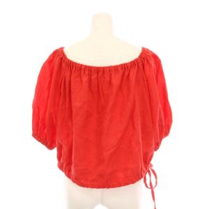 MYLAN ボリュームスリーブブラウス プルオーバー リネン 半袖 F 赤 MY19SS-BL041 /YM