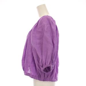 MYLAN ボリュームスリーブブラウス オフショルダー プルオーバー シャツ リネン 半袖 F パープル MY19SS-BL041
