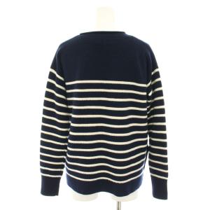 POLO RALPH LAUREN ニット セーター クルーネック 長袖 ボーダー柄 王冠ワッペン ラインストーン XS 紺 ネイビー 白