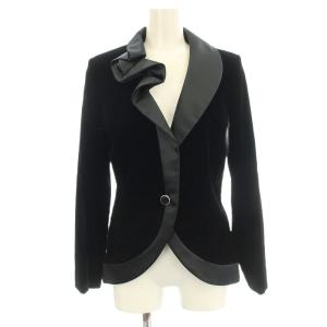 ベロア テーラードジャケット 25-41680-28 サテン切替 38 黒 ブラック /G