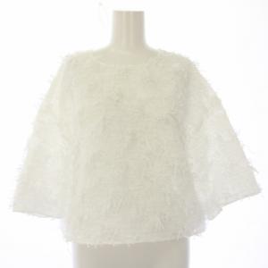 24SS フェザーカットジャガード半袖Tブラウス カットソー 五分袖 FREE 白 4-0058-2-01-103