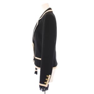 Lois CRAYON テーラードジャケット アウター シングル 総裏地 レース ショート丈 M 黒 ブラック タグ付き /BB