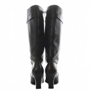 Salvatore Ferragamo ガンチーニ ロングブーツ アーモンドトゥ ヒール レザー 5.5 黒 ブラック DQ82120 /AN31