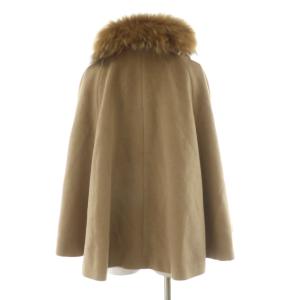 BURBERRY LONDON ポンチョ ケープコート ノバチェック ラクーンファー 38 ベージュ E1G10-428-40