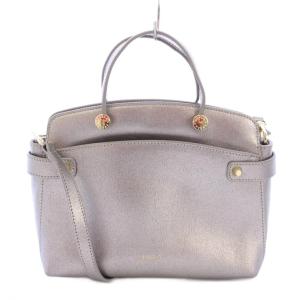 Agata アガタ 2WAY ハンドバッグ ショルダーバッグ レザー ロゴ シルバーカラー /BB