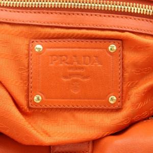 PRADA ハンドバッグ トートバッグ フリル エナメル ナイロン オレンジ /AN14 OH