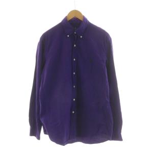 ボタンダウンシャツ 長袖 ポニー ロゴ 刺繍 CLASSIC FIT L パープル 0200011589