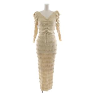 23SS デザインニットワンピース ロング 七分袖 F ベージュ SWNO231205 /RR