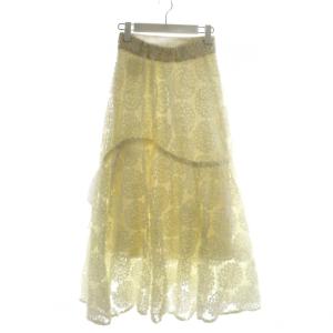 SNIDEL 24SS バリエチュールスカート フレアスカート ロング丈 リボン 0 白 ホワイト SWFS241189