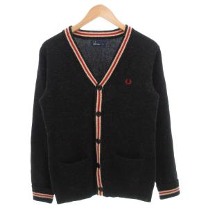 カーディガン ニット 長袖 ロゴ刺繍 ウール M 紺 ネイビー /GV