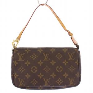 モノグラム ポシェット アクセソワール キャンバス ハンドバッグ ブラウン