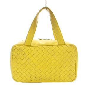 BOTTEGA VENETA イントレチャート ミニバッグ ハンドバッグ レザー 黄色 イエロー /G OH