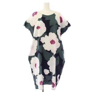 坂尾織物 ワンピース 半袖 ひざ丈 花柄 緑 /TK