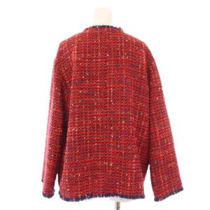 JOURNAL STANDARD L'ESSAGE GIOLICAツイードワイドジャケット ノーカラー アウター ショート丈 ウール混 F 赤 レッド 22010370040030