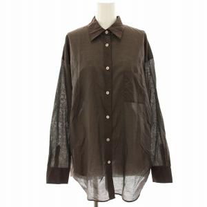 24SS ブライトシアーローンシャツ ブラウス ロング 長袖 茶 ブラウン 24050400518020