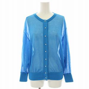 23SS シアーニットカーディガン 七分袖 パールボタン 6 水色 ライトブルー KRWLSM0650