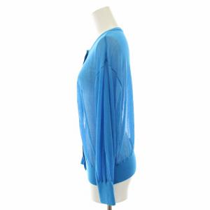 KUMIKYOKU 組曲 23SS シアーニットカーディガン 七分袖 パールボタン 6 水色 ライトブルー KRWLSM0650