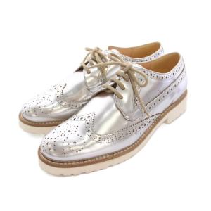 メダリオン ウイングチップシューズ ドレスシューズ 38 シルバー 2342 /YM