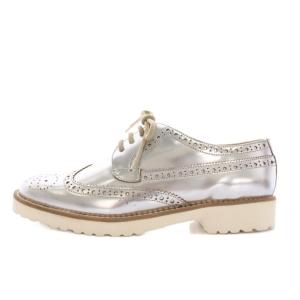 FABIO RUSCONI メダリオン ウイングチップシューズ ドレスシューズ 38 シルバー 2342 /YM