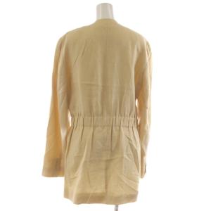 Max Mara ノーカラージャケット ロング リネン J42 ベージュ /RR