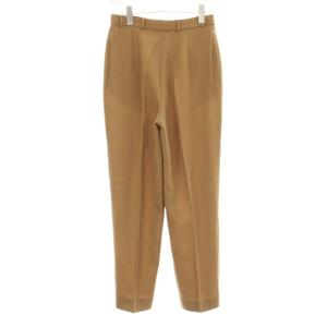 Max Mara テーパードパンツ タック ジップフライ ウール100％ 42 茶 ブラウン /KU