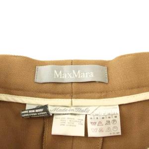 Max Mara テーパードパンツ タック ジップフライ ウール100％ 42 茶 ブラウン /KU