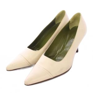 パンプス ポインテッドトゥ ローヒール レザー 8B ライトベージュ /BB